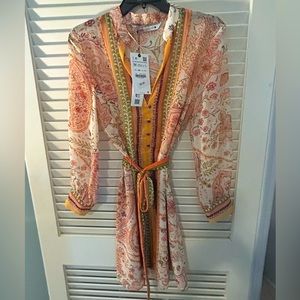 Brand new Zara mini shirt dress with tie